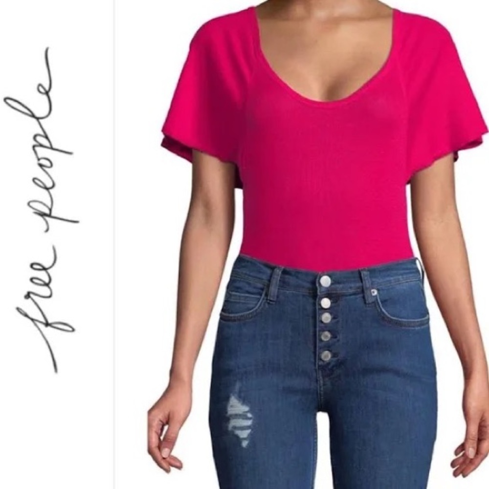 Free People Flutter Sleeve Bodysuit